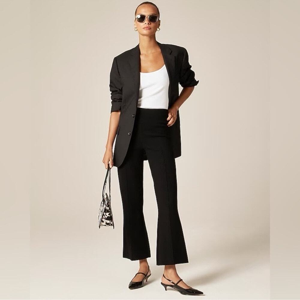 J.Crew Delaney Kickout Sweater Pant Flare Knit Trouser Black Size M Tall NWT